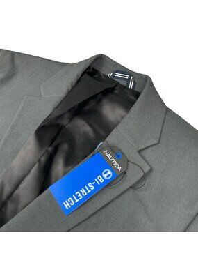 NEW Nautica Men's Active-Stretch Modern Fit 2-Button Blazer Charcoal Gray • 40R